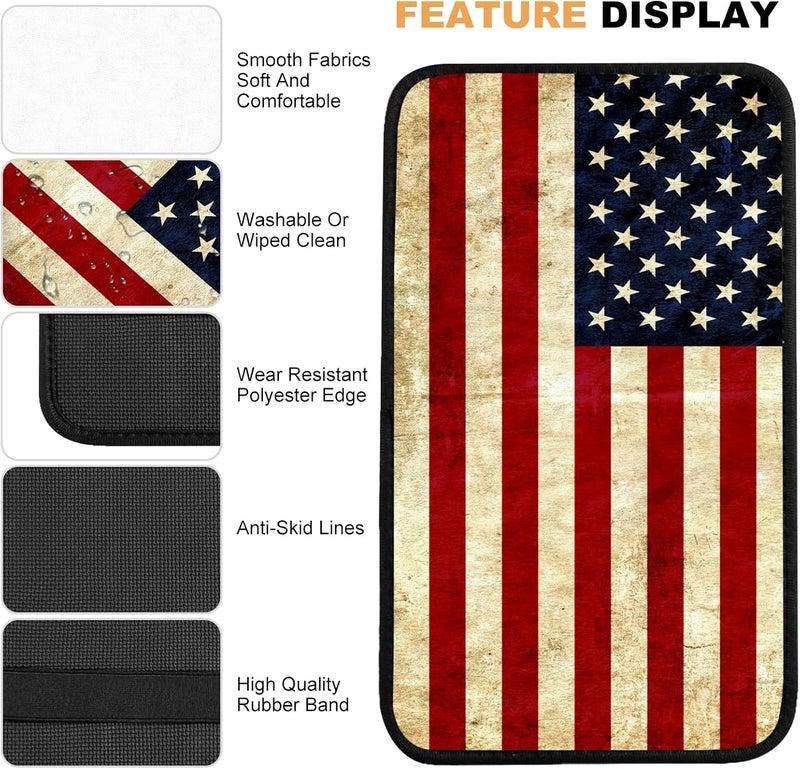 Adastrah Auto Center Console Pad,American Flag 1 Auto Armrest Pad Seat Box Cushion,Armrest Cover Protector for Vehicle SUV Truck Car - Image 5